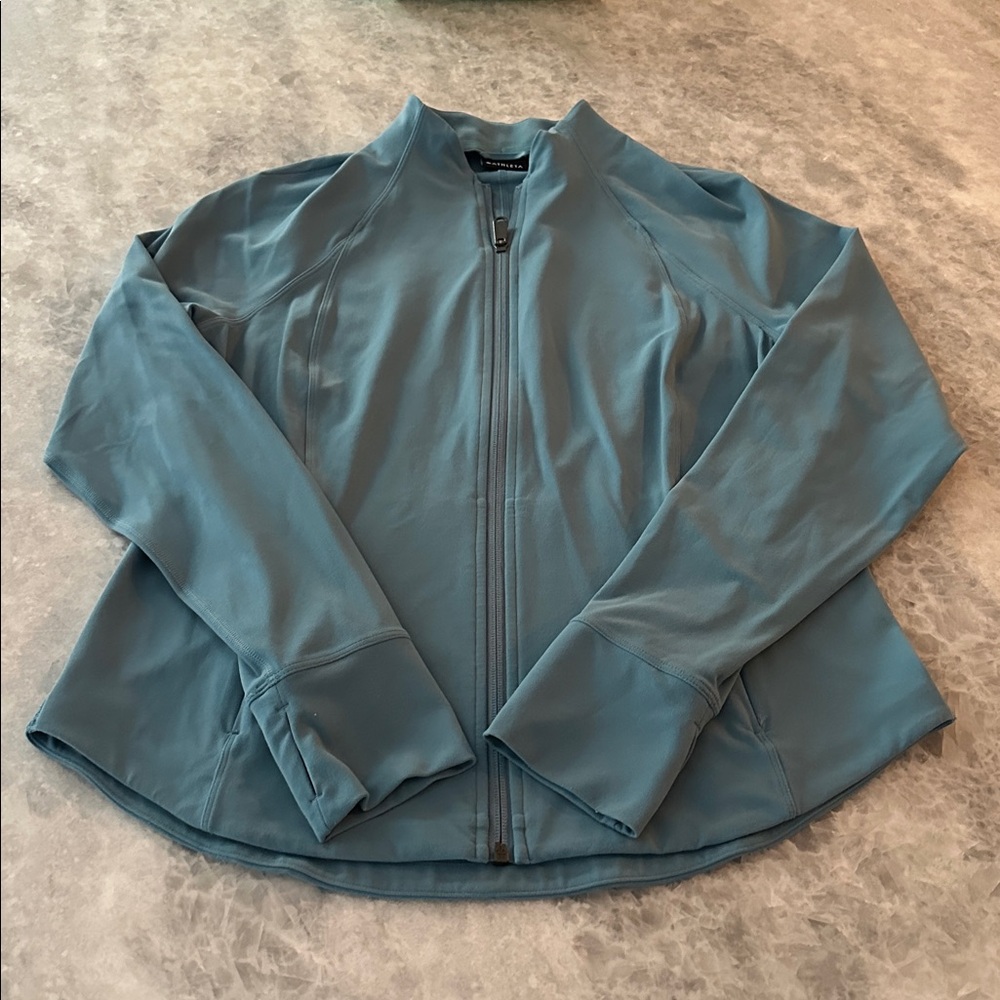 Athleta Salutation Jacket, Size L, Medium Blue, Full Zipper